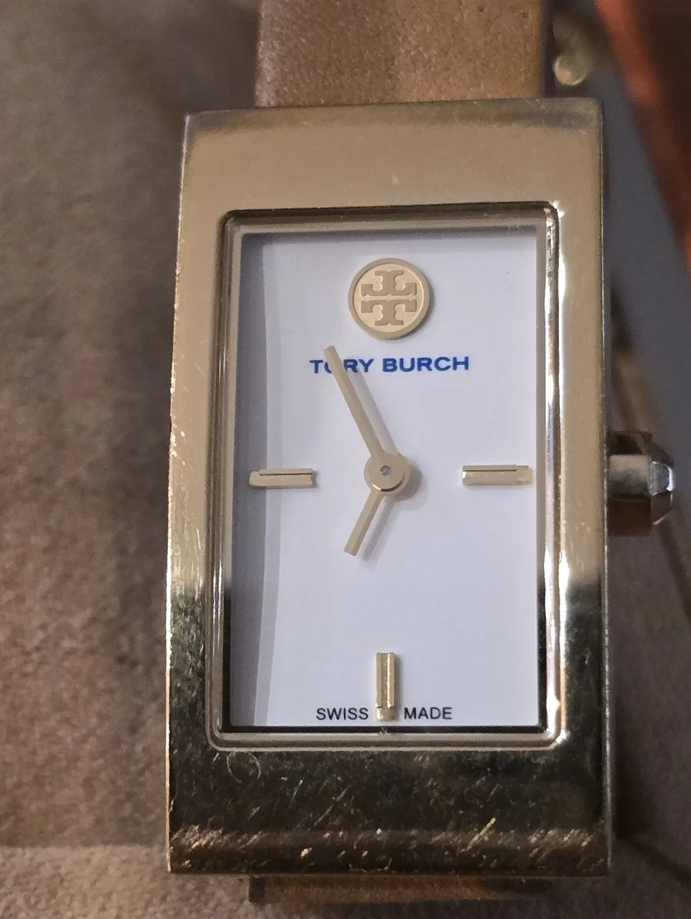 Tory Burch TRB2007 Gold Rectangle Watch Tan Wrap Around Leather Strap